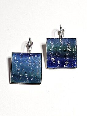 Blue art glass earrings